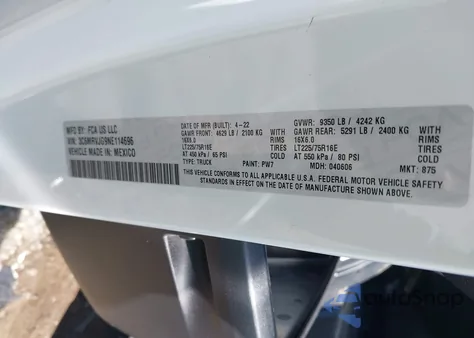 2022 Ram Promaster 3500 Cargo Van High Roof 159 Wb Ext from USA, damaged, VIN 3C6MRVJG9NE114696